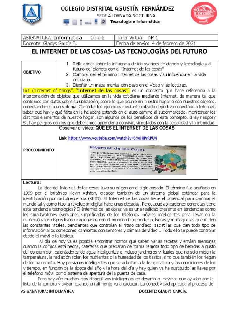 Taller Virtual 1 - Ciclo 6 - Internet de Las Cosas | PDF | Internet de ...