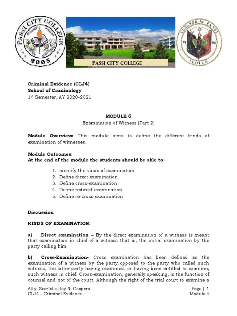 Witness Examination Techniques Defined | PDF | Cross Examination | Witness