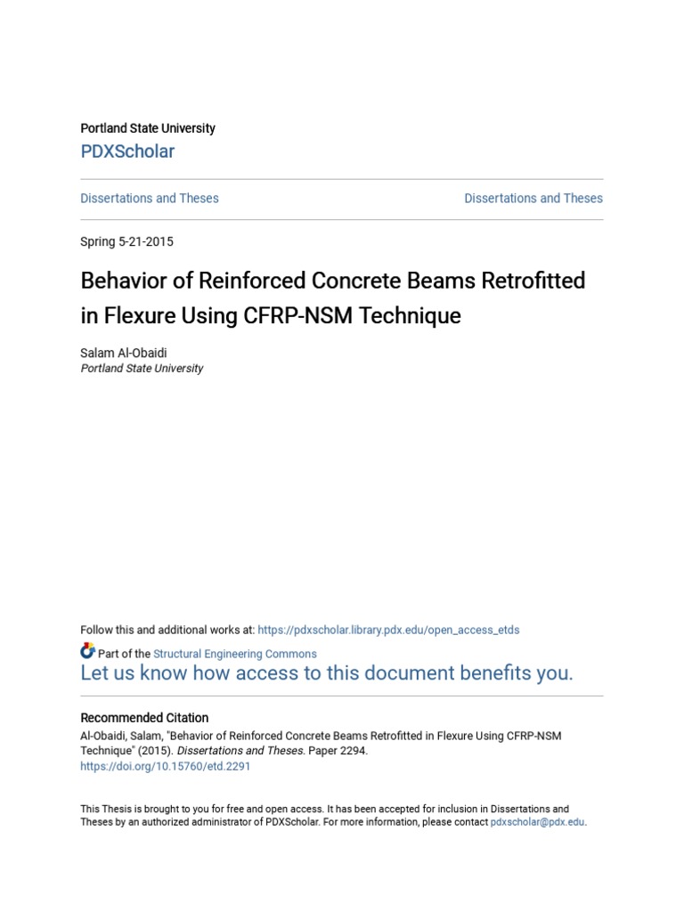 Behavior of Reinforced Concrete Beams Retrofitted in Flexure Usin | PDF ...