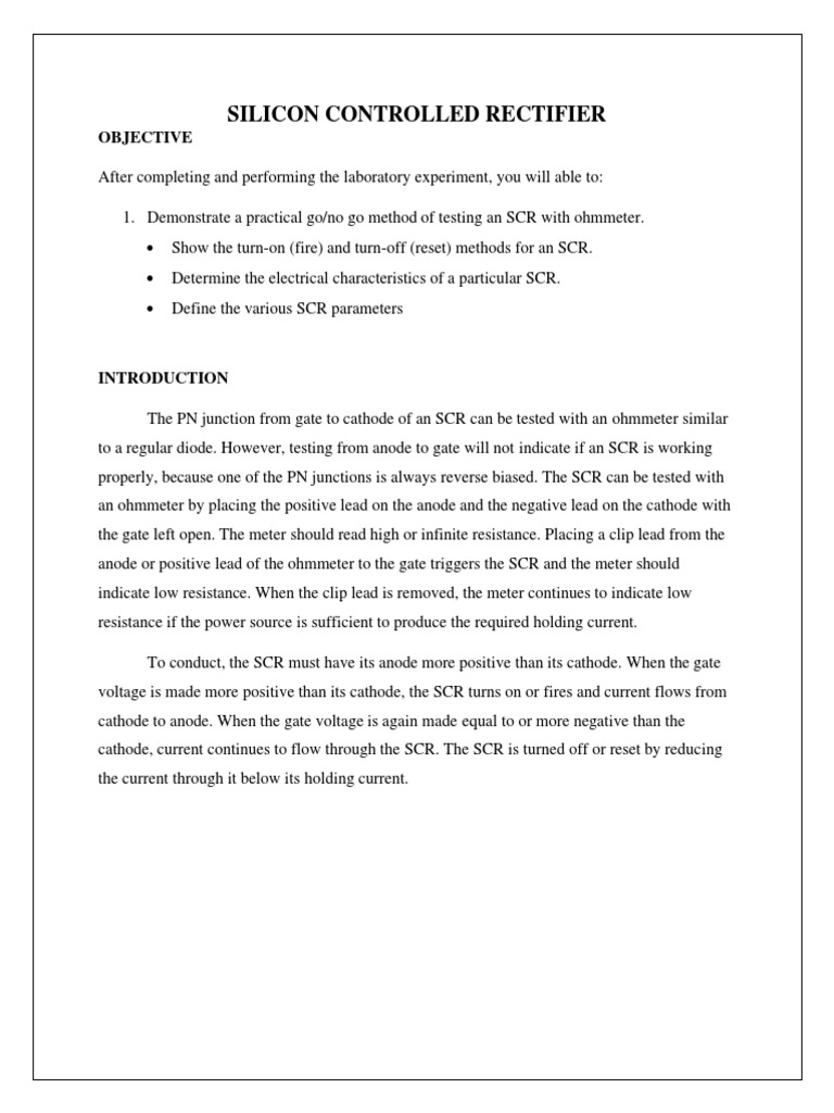 Silicon Controlled Rectifier | PDF | Power Electronics | Electrical ...
