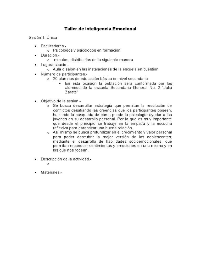 Taller de Inteligencia Emocional | PDF | Las emociones | Empatía