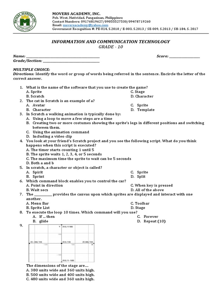 Information and Communication Technology: Grade - 10 | PDF | Scratch ...