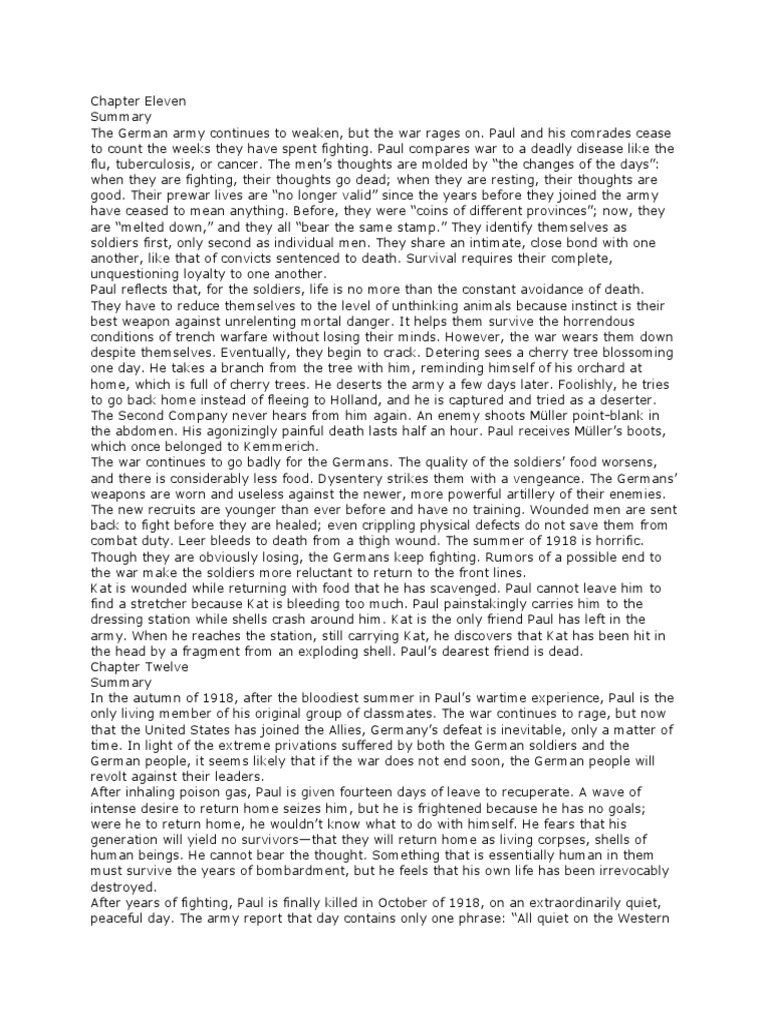 Sparknotes All Quiet On The Western Front Chapter 11 PDF Conflicts