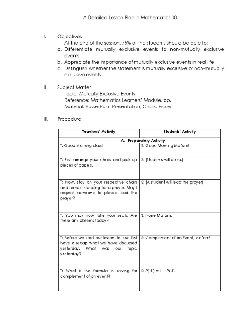 Teachers' Activity Students' Activity A. Preparatory Activity PDF
