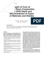 Depth of Cure of Dental Resin Composites: ISO 4049 Depth and Microhardness of Types of Materials and Shades