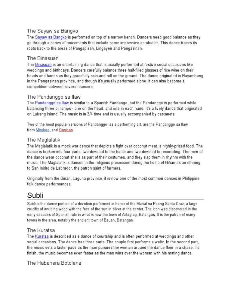 Origins of Sayaw sa Bangko Dance | PDF | Dances | Performing Arts