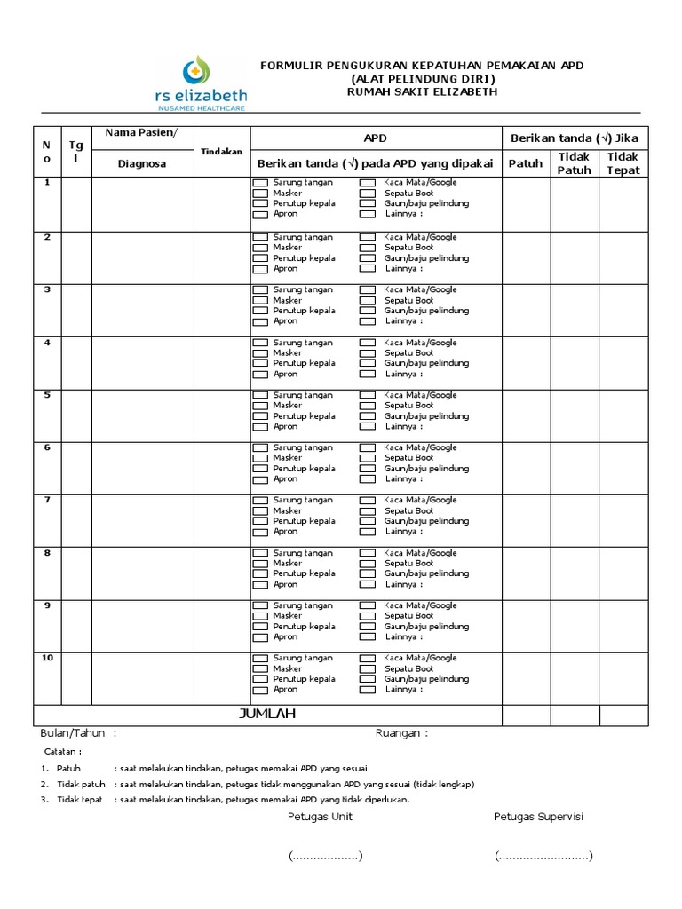 012-Formulir Pengukuran Kepatuhan Pemakaian Apd | PDF