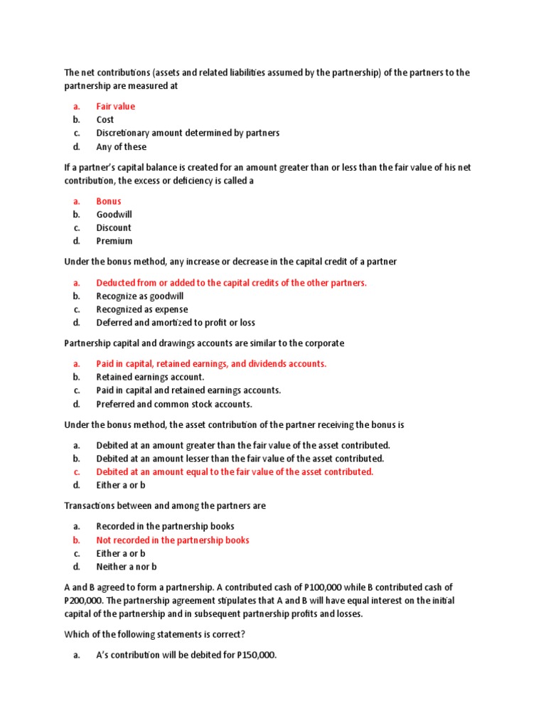 Partnership Capital and Account Adjustments | PDF | Goodwill ...