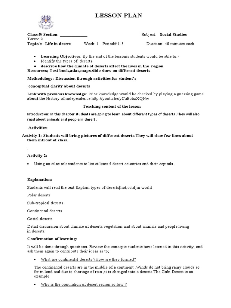 Class 5 Social Studies Lesson Plans | PDF | Lesson Plan | Forests