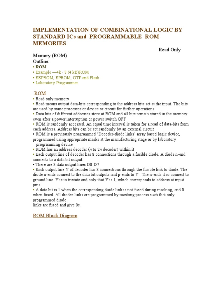 Implementation of Combinational Logic by Standard Ics and Programmable ...