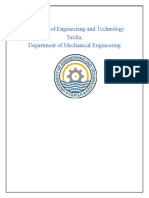 University of Engineering and Technology Taxila, Department of Mechanical Engineering