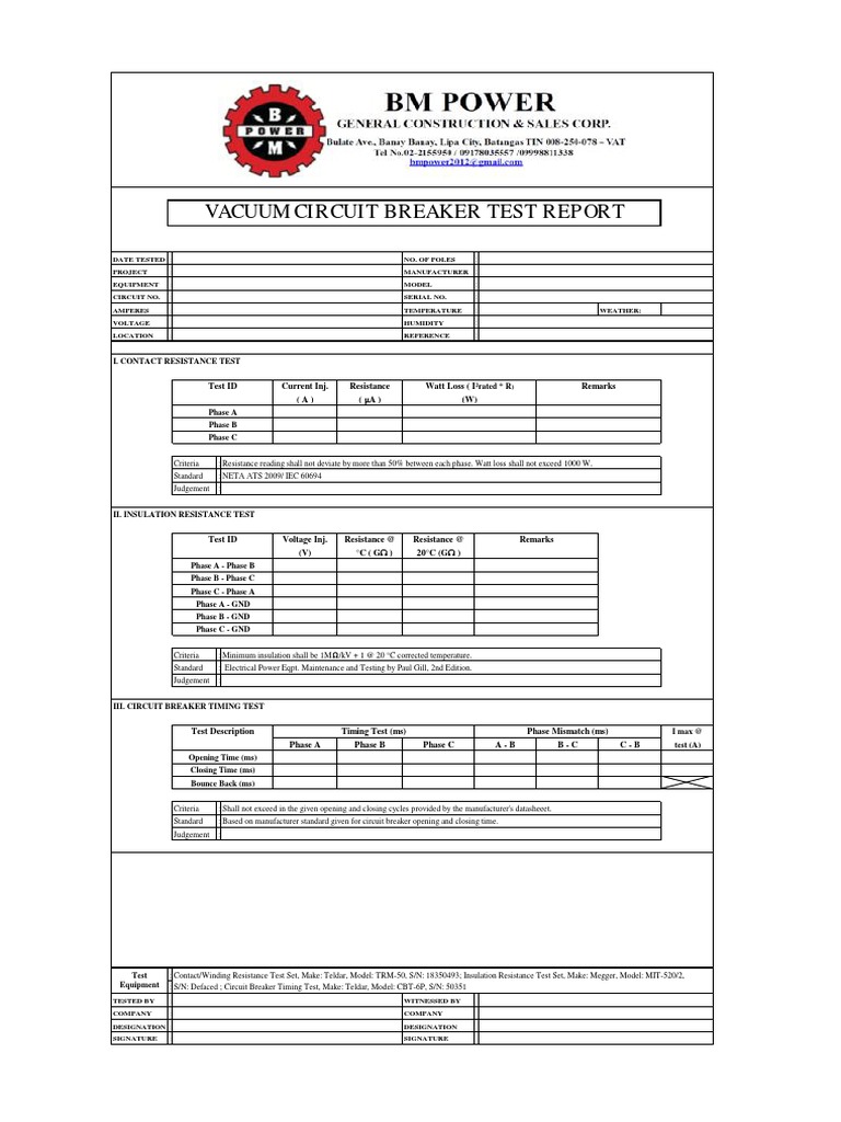 Electrical Testing Report Summary | PDF | Components | Quantity