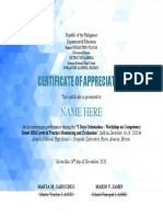 Certificate of Appreciation: Name Here