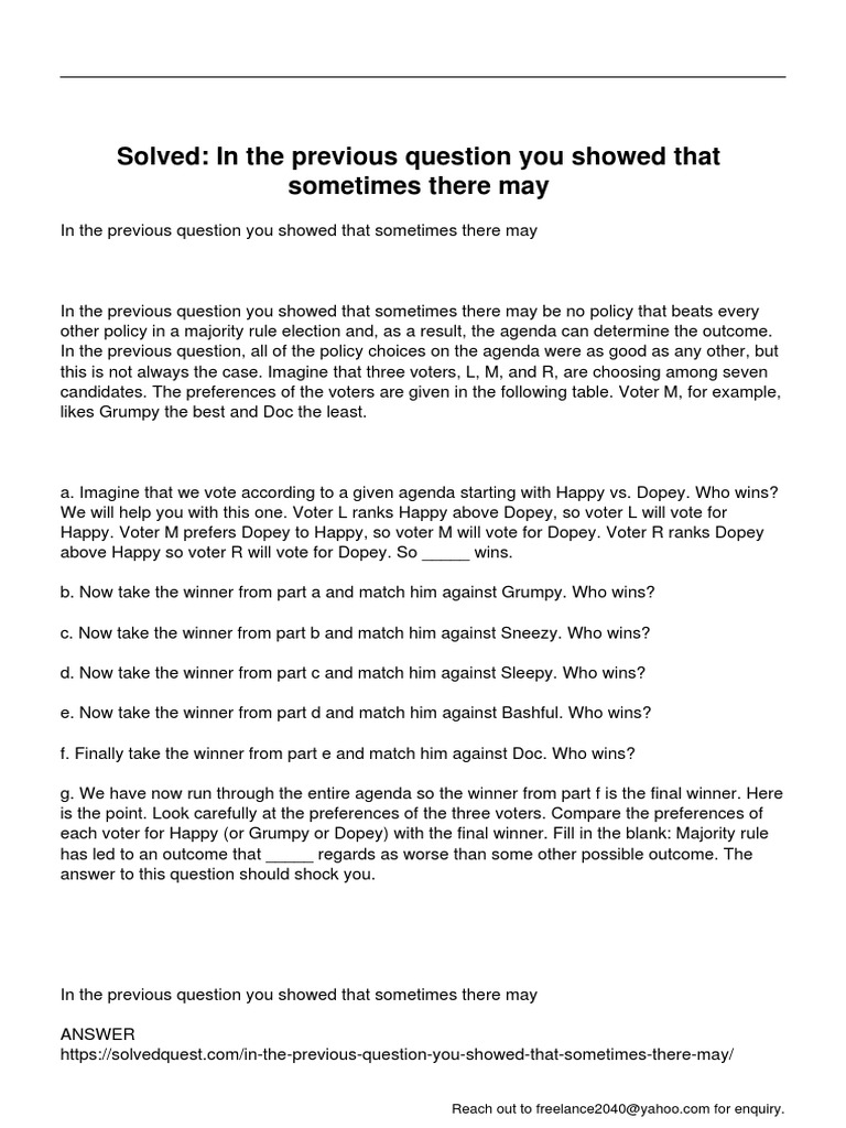 Majority Rule Election Outcomes Explained | PDF | Parliamentary ...