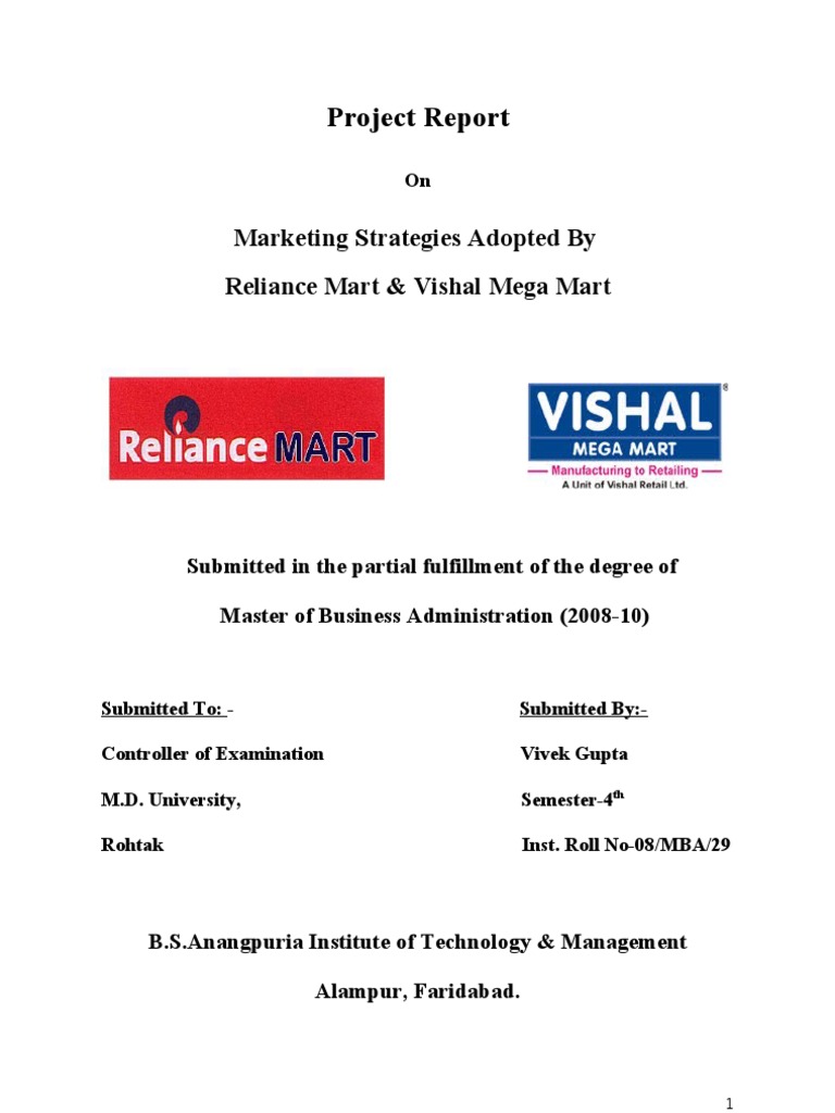 Marketing Strategies of Vishal Mega Mart | PDF