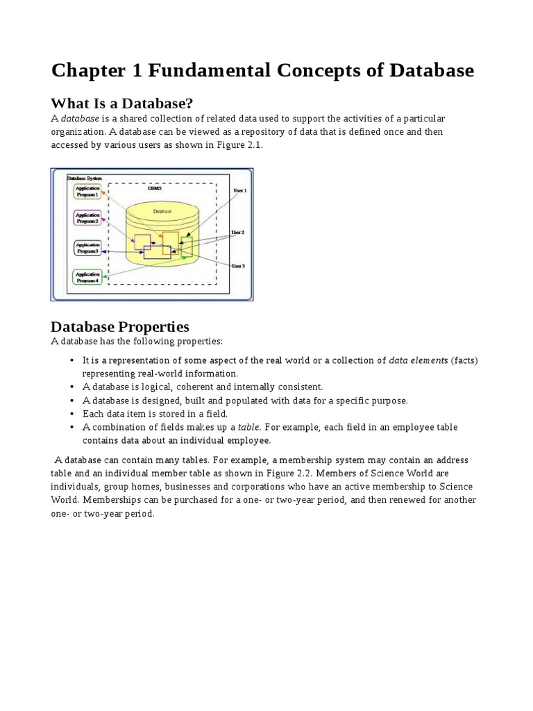 World Of Data Chapter 1 Chapter 1 Fundamental Concepts of Database: What Is A Database? | PDF |  System | Databases