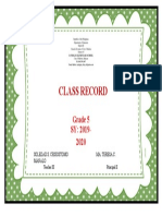 Class Record: Grade 5 SY: 2019-2020