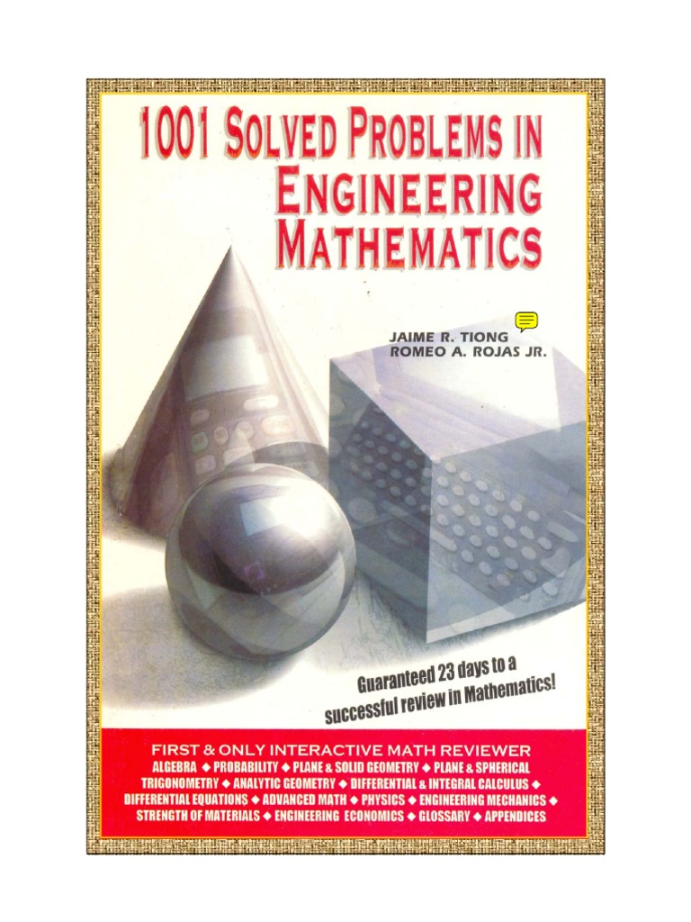 1001 Solved-Problems in Engineering Mathematics by Tiong and Rojas | PDF