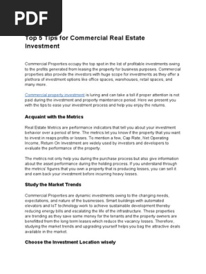 Top 5 Tips for Commercial Real Estate Investment
