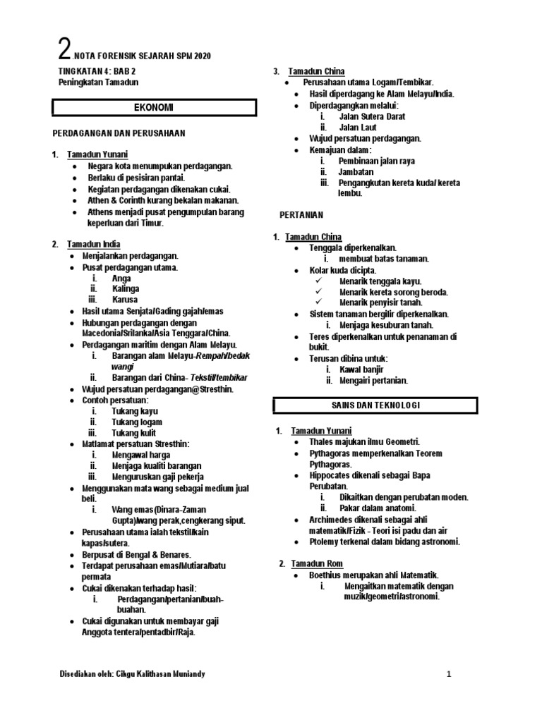 Nota Forensik Sej t4 Bab 2 SPM 2020 | PDF