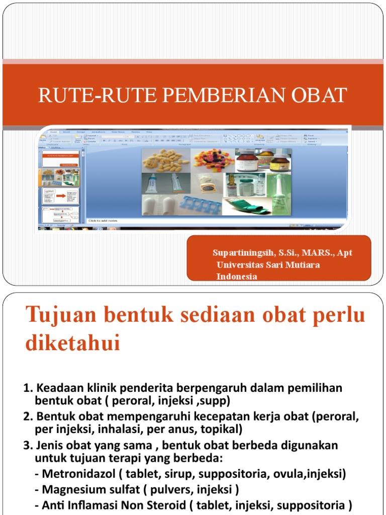 Pertemuan 03. Rute Pemberian Obat | PDF | Pengembangan Diri | Kesehatan ...