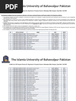 1st Merit List BS Computer Science E Department of Computer Science Bahawalpur Main Campus Open Merit Fall 2020