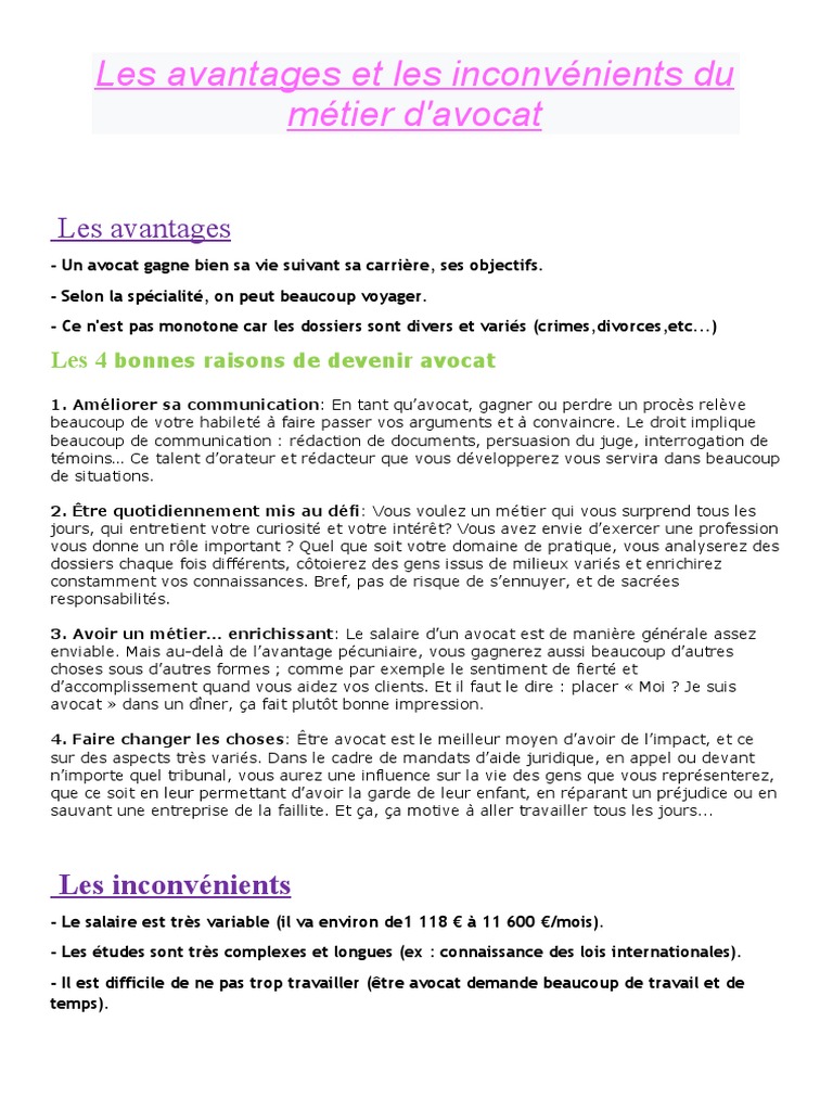 Avantages Et Inconvénients Du Métier De Fleuriste Les Avantages Et Les Inconvénients Du Métier D | PDF | Avocat | Business