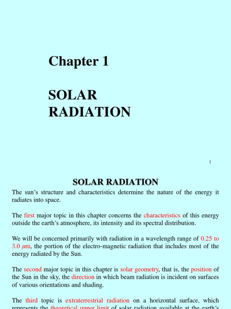 Characteristics of Solar Radiation | PDF | Electromagnetic Radiation | Sun