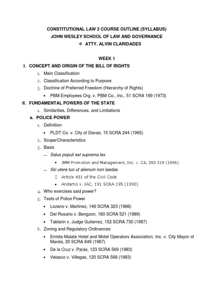 Constitutional Law II Syllabus Overview | PDF | Search Warrant | Police ...