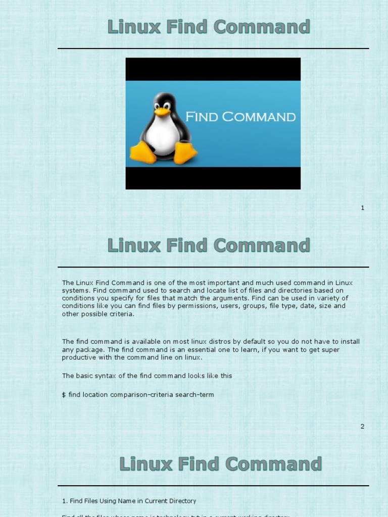 Mastering the Linux Find Command | PDF | Computer File | Directory ...