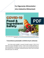 COVID-19 și Siguranța Alimentelor - Transmiterea potențială a COVID-19 prin alimente 