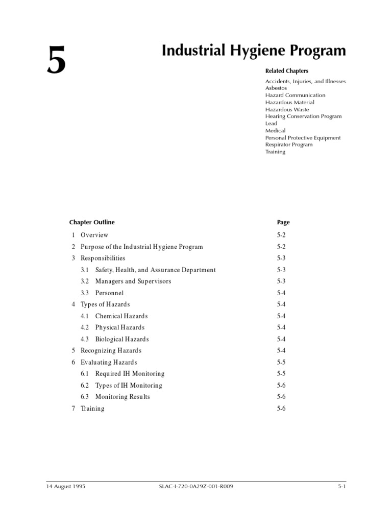 Industrial Hygiene Program Occupational Hygiene Occupational Safety