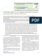 Inhibitory Activity of Distilled water and Ethanol Extracts of Moringa oleifera Leaves Against Enterobacter aerogenes