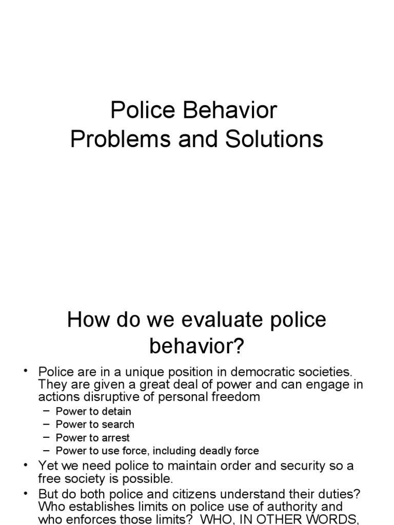 Police Behavior Problems and Solutions | PDF | Police | Police Brutality