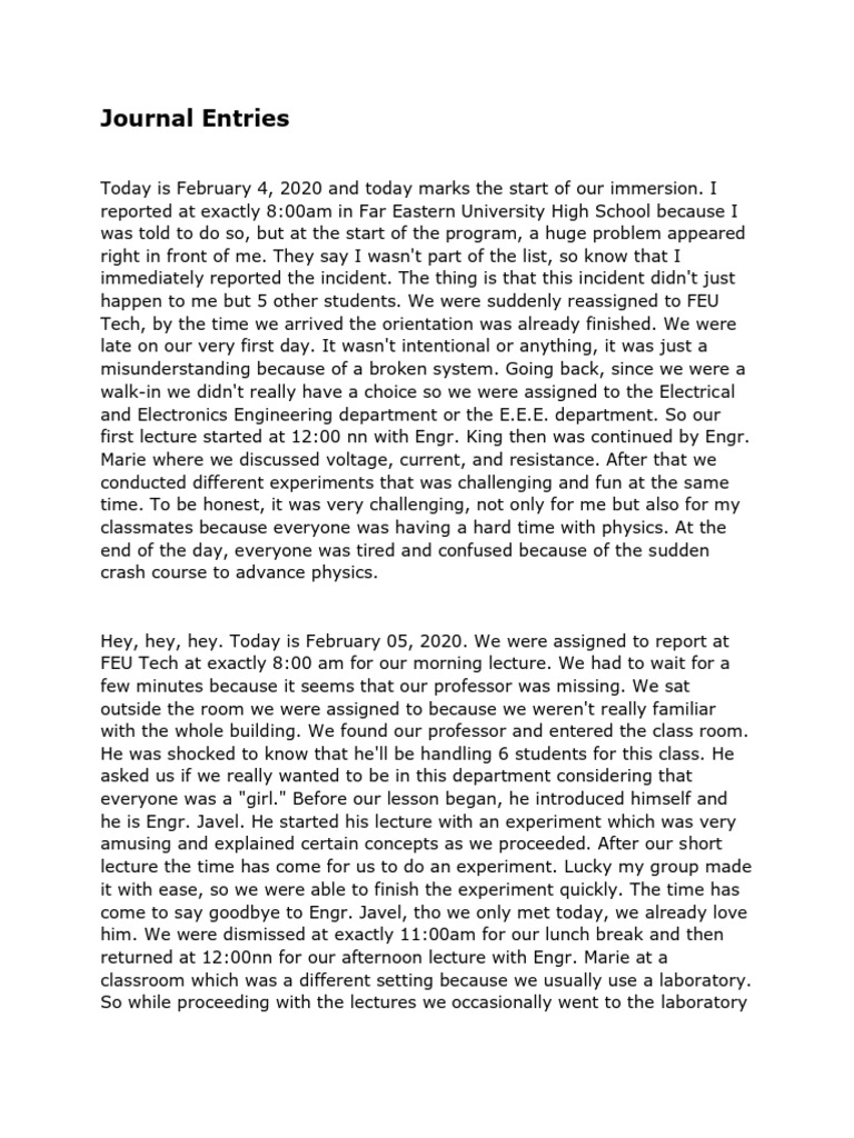 Immersion Journal | PDF | Lecture