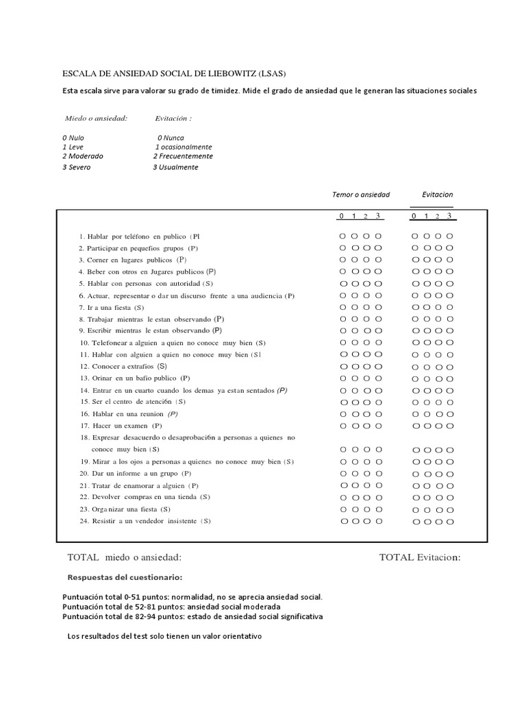 Escala LSAS. Ocx | PDF