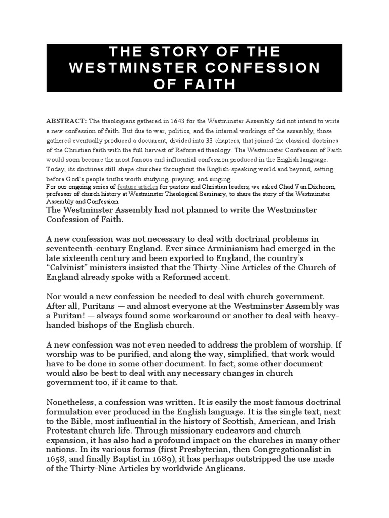 The Story of The Westminster Confession of Faith | PDF | Justification (Theology) | Sola Fide