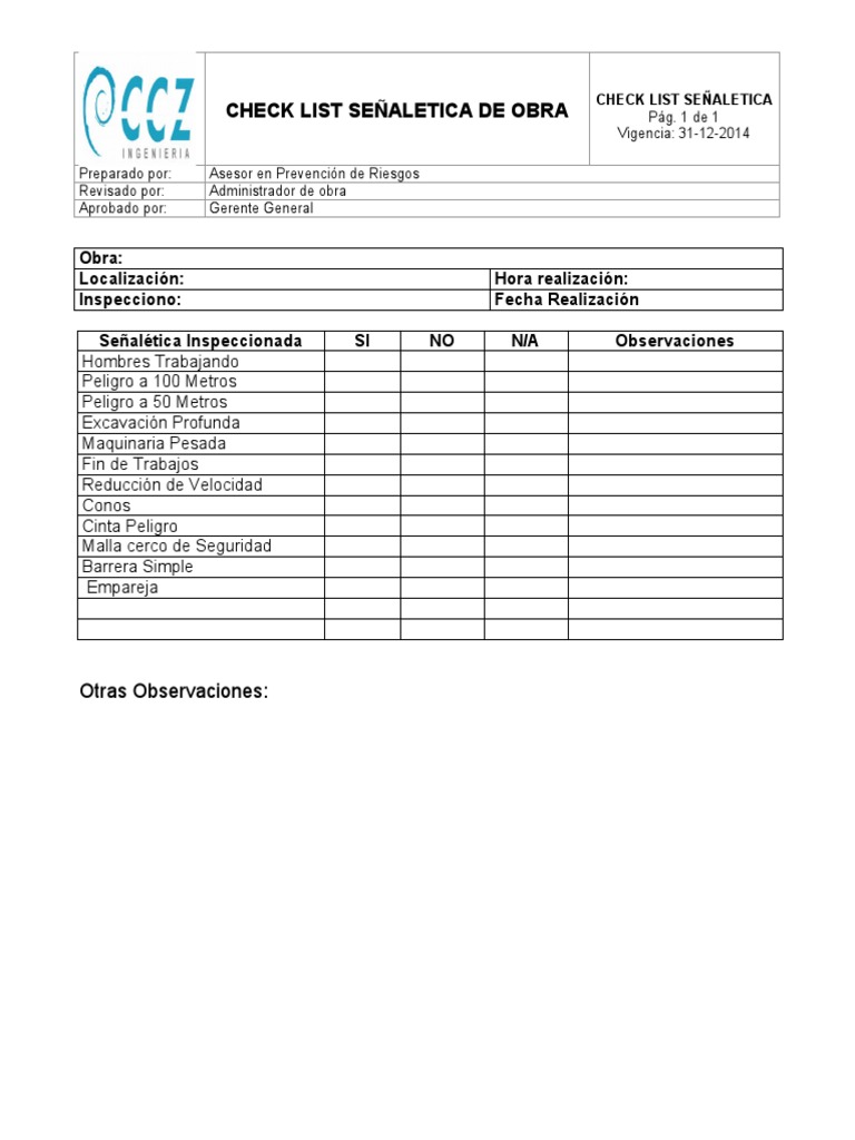 Check List Señaletica | PDF
