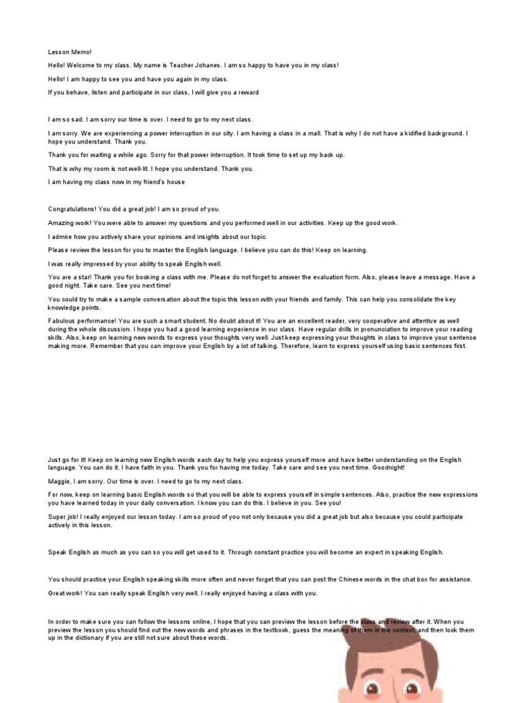 Lesson Memo For 51talk Pdf English Language Pedagogy