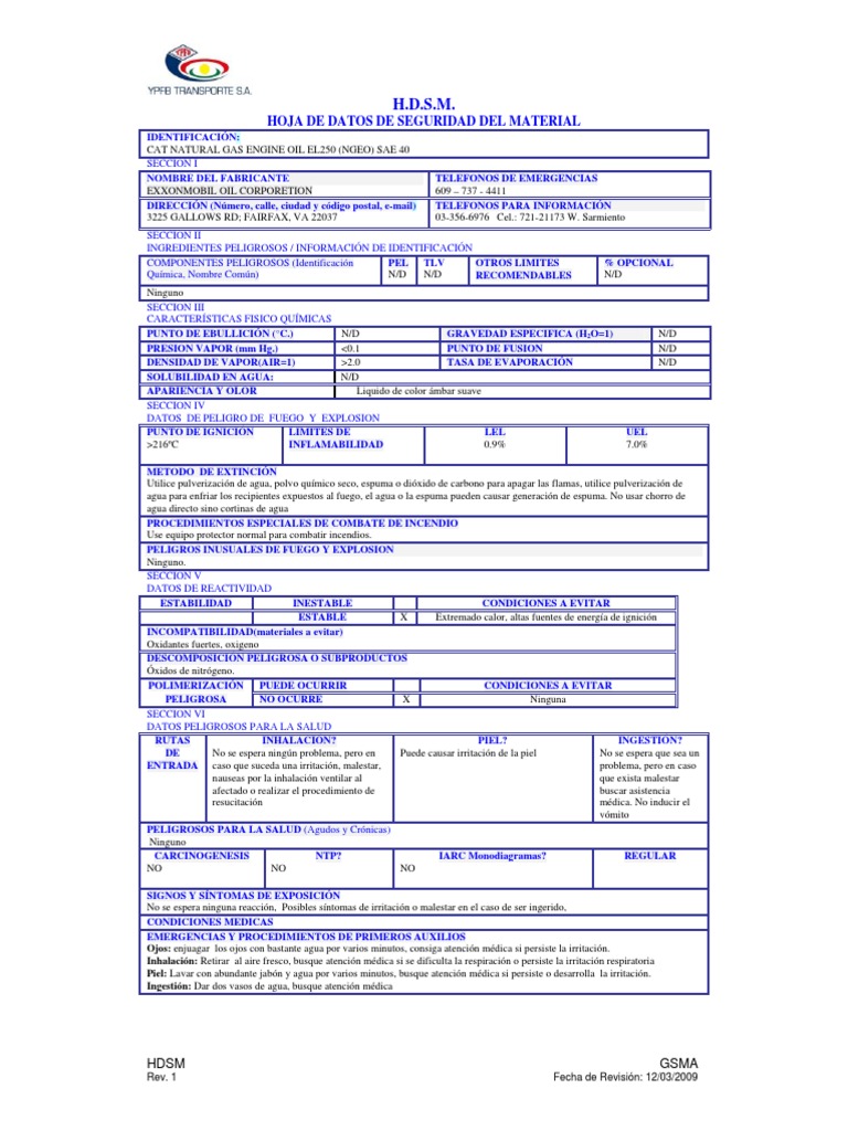 Aceite Cat Natural Gas Engine Oil El250 Ngeo Sae 40 PDF Agua
