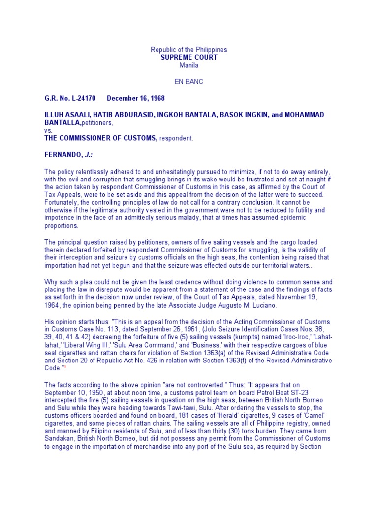 ASAALI Vs CUSTOMS | PDF | Jurisdiction | Asset Forfeiture