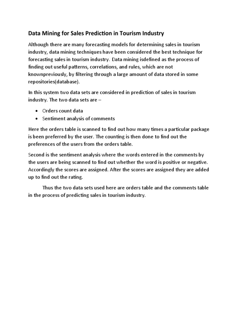 Data Mining for Tourism Sales Forecasting | PDF