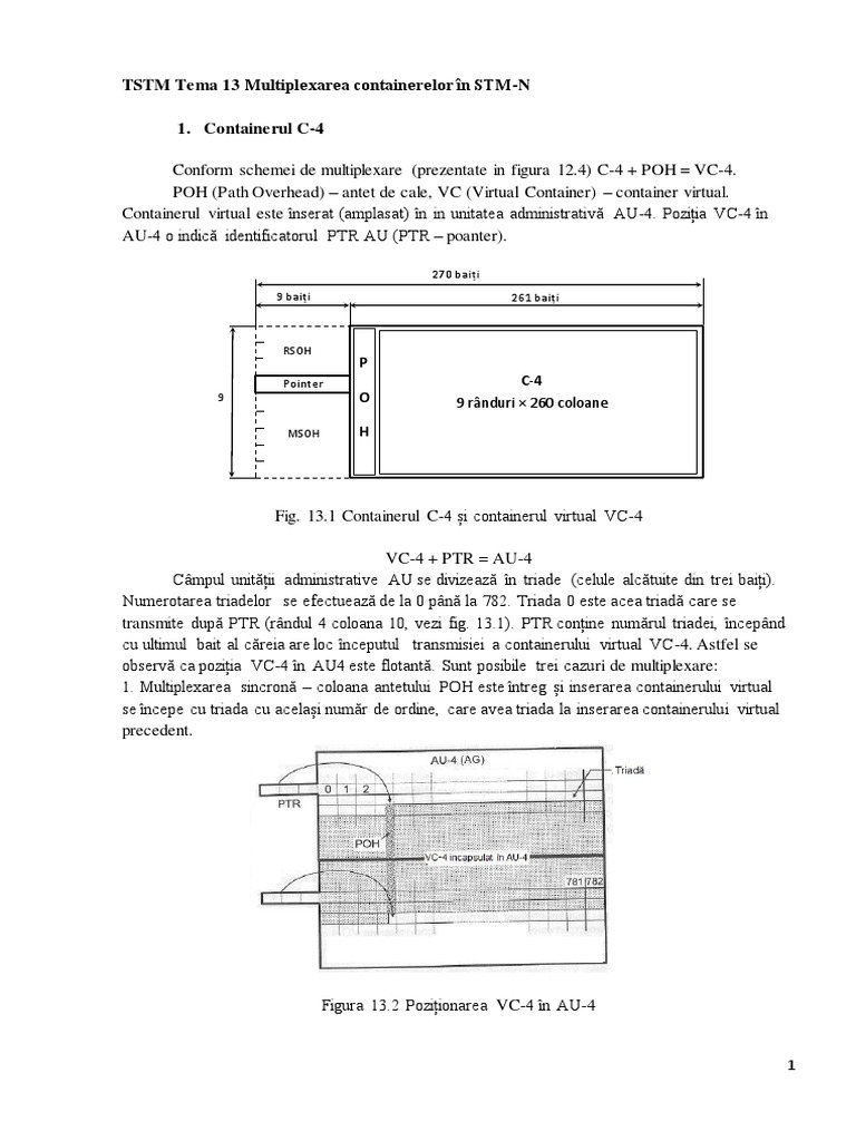 TSTM Tema 13 - Multiplex Container STM-N v20201120 | PDF