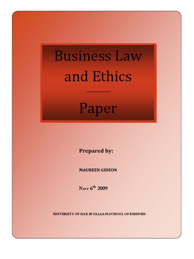 Business Law And Ethics Backoffice Business Brief