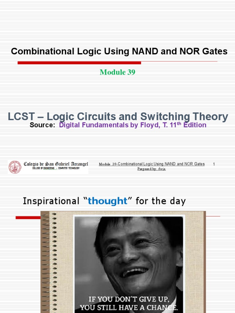 Combinational Logic with NAND/NOR Gates | PDF | Logic Gate | Electronic ...
