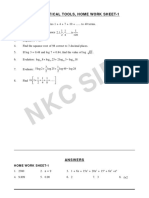 NK C SI R: Mathematical Tools, Home Work Sheet-1