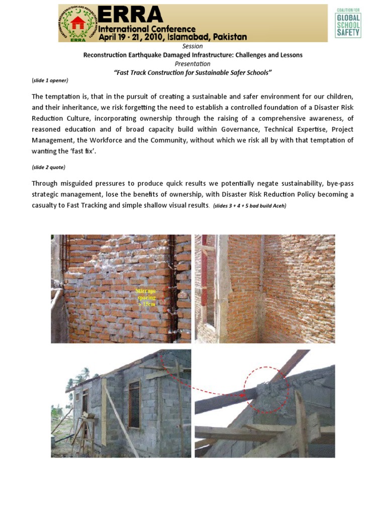 Fast Track Construction for Safer Schools | PDF | Disaster Risk ...
