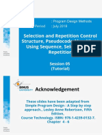 Selection and Repetition Control Structure, Pseudocode Algorithms Using Sequence, Selection and Repetition