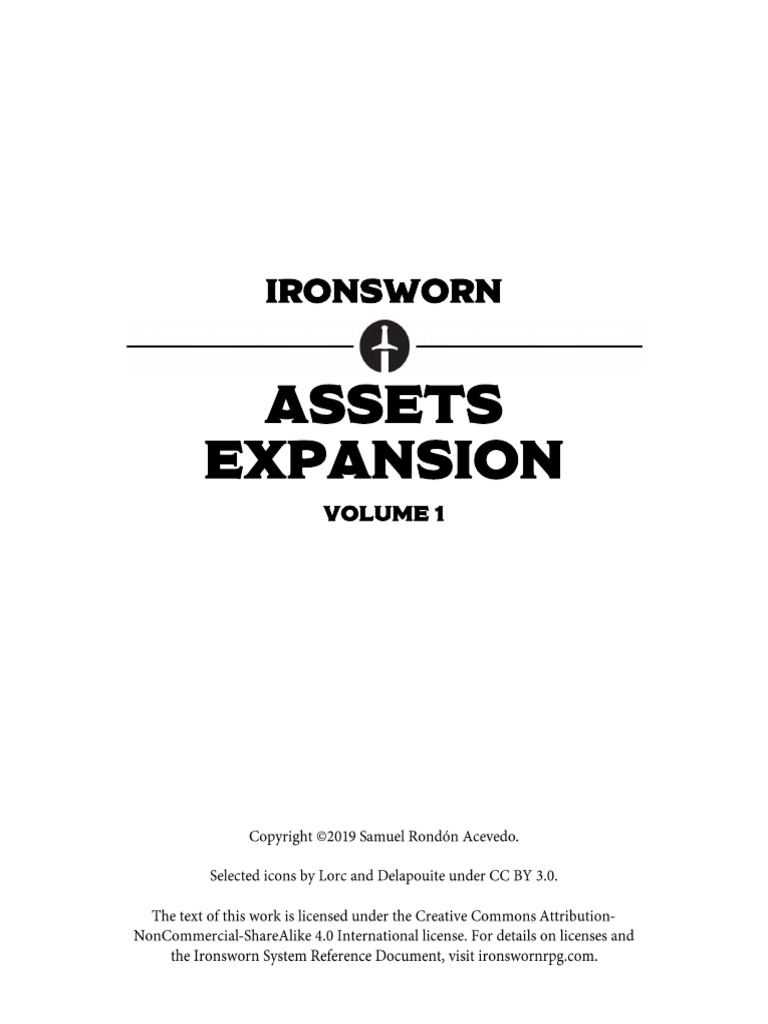 Ironsworn (Fanmade) Assets Expansion, Volume 1 PDF