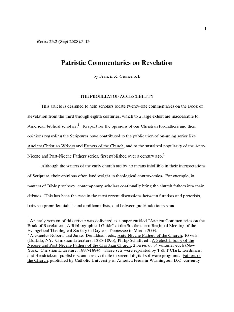 Patristic Commentaries on Revelation: A Guide to Inaccessible Ancient ...